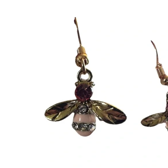 Betsey Johnson Pink Bumble Bee Dangling Earrings NWT - Picture 4 of 4